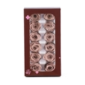 Preserved flower gift set with twelve light pink rose heads in a dark brown window box - 12 Cappuccino Flowers (approximately 3-4 Cm In Diameter) / 1 Box