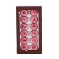 Preserved flower gift set with 12 pink roses in a premium dark brown window box - 12 Pink Flowers (approximately 3-4 Cm In Diameter) / 1 Box