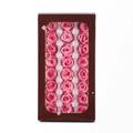 Preserved flower gift box with 24 pink roses in a dark brown window packaging box - 24 Fluorescent Pink Flowers (approximately 2-3 Cm In Diameter) / 1 Box