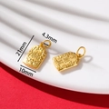 Golden Fu and Pingan rectangular pendant charms with auspicious cloud patterns - Fortune Safety Charm (AC4548) / 21x10mm