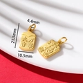 Golden sand finish rectangular lucky charm pendant with embossed traditional pattern - Fortune Good Luck Tag (AC4548) / 21.5x10.5mm