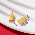 Rectangular gold bar pendant with 10g Gold and Prosperity engraving for DIY jewelry - Gold Bar Wealth (AC4548) / 17x7mm