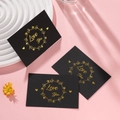 Trois cartes de vœux noires avec dorure Love You et motifs de cœurs floraux dorés - 5.9*8.5cm / Noir Thème Love You