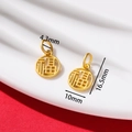 Golden hollow round charm with Chinese Fu character for DIY jewelry making - Hollow Fu (AC4548) / 1 Piece/Approx 2-4g (10x16.5mm)