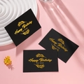 Trois cartes de vœux noires avec texte Happy Birthday doré et motifs de feuilles - 5.9*8.5cm / Noir Thème Happy Birthday