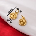 Golden round hollow charms with matte finish and geometric patterns, 15mm size - Hollow Joy (AC4548) / 1 Piece/Approx 2-4g (9.5x15mm)