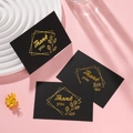 Mini carte de remerciement noire élégante avec lettrage doré et motifs de feuilles - 5.9*8.5cm / Noir Thème Thank You