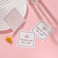 Mini square white cards with gold foil Thank You text and decorative floral borders - Thank You