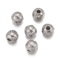 Detail of six 18k gold plated stainless steel textured spacer beads for DIY jewelry - B-1 (4mm) Hammered Texture / 10 Pieces/Pack (Approx. 3g) / Silver