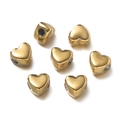 Polished gold heart metal beads with center holes for DIY jewelry making and crafts - 5 Pieces / Gold Heart