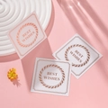 Mini square pink gift card with gold foil Best Wishes text and floral wreath decoration - White Garland Best Wishes Theme
