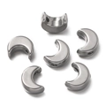 Polished silver crescent moon beads for DIY jewelry making with smooth surface - 5 Pieces / Steel Moon