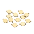 Platte weergave van 12 stuks 18K vergulde roestvrijstalen ronde dubbele gat connectoren - Goud / 6mm