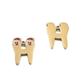 18k gold plated stainless steel tooth shaped pendant with Santa Claus enamel design - Santa Claus Letter H Style