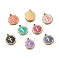 Eight-piece set of gold stainless steel cross pendants in various enamel colors - Cross / 2 Pcs/Set / Lake Green