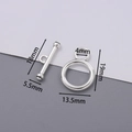 Makroansicht der silbernen Zinklegierung OT-Verschlüsse für DIY-Halsketten mit Maßangaben - 10 Sets / 13.5x19mm