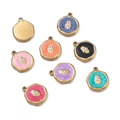 Golden Hamsa Hand and Evil Eye charms with colorful enamel finish for DIY jewelry - Hamsa Eye / 2 Pcs/Set / Lake Green
