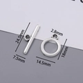 Detailansicht eines silbernen Knebelverschlusses mit präzisen Millimeterangaben - 10 Sets / 14.5x18mm