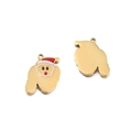 Gold-plated stainless steel Santa Claus charm with red hat and white beard details - Santa Claus Letter N Style