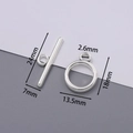 Vue détaillée des dimensions des fermoirs à bascule OT en alliage de zinc pour bijoux DIY - 10 ensembles / 13.5x18mm