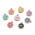 Evil Eye enamel charms in various vibrant colors with 18K gold plated metal finish - Eye / 2 Pcs/Set / Lake Green