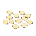Colgantes redondos de acero inoxidable chapado en oro 18K con dos anillos para joyería DIY - Dorado / 6mm