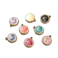 Colorful enamel butterfly pendants with golden crescent moon inlay for jewelry making - Moon / 2 Pcs/Set / Lake Green