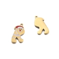 18k gold plated stainless steel Santa Claus pendant with red enamel for DIY jewelry - Santa Claus Letter R Style
