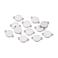Colgante circular de acero inoxidable plateado con doble agujero para joyería de DIY - Color acero / 6mm