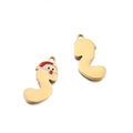 18k gold plated stainless steel Santa Claus letter pendant with red and white enamel finish - Santa Claus Letter S Style
