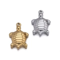 Polished stainless steel sea turtle pendants in gold and silver finishes with top loops - Style 01 Sea Turtle / 2 Pcs/Set / Gold