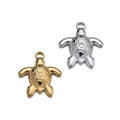 Polished stainless steel sea turtle jewelry pendants in gold and silver finishes - Style 02 Sea Turtle / 2 Pcs/Set / Gold