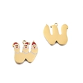 18k gold-plated W-shaped Christmas letter pendant with Santa Claus enamel design - Santa Claus Letter W Style