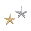 Starfish shaped pendants in 18K gold and silver plating with textured dot patterns - Starfish Style 02 / 2 Pcs/Set / Gold