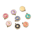 Hexagonal stainless steel shell relief pendants in seven vibrant enamel colors - Shell / 2 Pcs/Set / Lake Green