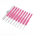 Set of 9 ergonomic TPR handle crochet hooks in sizes 2.0mm to 6.0mm, 14cm length - Pink Soft Handle (14cm) / 2mm