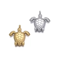 Polished stainless steel sea turtle charms in gold and silver finish for DIY necklaces - Sea Turtle Style 03 / 2 Pcs/Set / Gold
