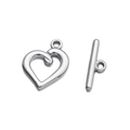 Polished stainless steel heart-shaped OT toggle clasp for DIY jewelry making - 14.5*17mm/Aperture 2mm / Big Heart Steel