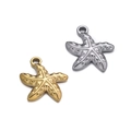 Polished starfish pendants in gold and silver finish for DIY jewelry necklaces - Style 04 Starfish / 2 Pcs/Set / Silver