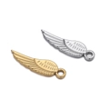 DIY stainless steel wing pendants in gold and silver finish with detailed feather textures - Wing / 2 Pcs/Set / Gold