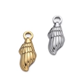 Polished stainless steel wing feather pendant charms in gold and silver finish - Conch / 2 Pcs/Set / Gold