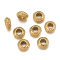 Set of 8 golden stainless steel spacer beads with wheat pattern for jewelry making - Style 11 (Woven Pattern) / 5 Pieces/Pack / Gold