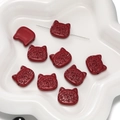 Schattige donkerrode hars kattenhoofd kralen voor DIY telefoonhoesjes en accessoires - Gevlekte kat / 5 Stuks / Rood