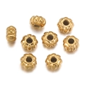 Golden pumpkin-shaped stainless steel spacer beads with faceted texture for DIY jewelry - Style 16 (Pumpkin Pattern) / 5 Pieces/Pack / Gold