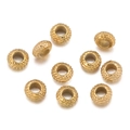 Golden stainless steel wheel spacer beads with textured weave pattern for DIY jewelry - Style 17 (Woven Pattern) / 5 Pieces/Pack / Gold