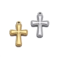 Cross pendants in gold and silver finish with beaded edges for DIY necklaces - Cross / 2 Pcs/Set / Silver