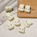 Schattige melkwitte hars konijn haarclip voor DIY telefoonhoesjes en accessoires - Sandwich Konijn / 5 Stuks / Geel
