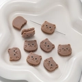 Bruine harskralen in de vorm van een kattenkoekje voor doe-het-zelf hoesjes - Sandwich Kat / 5 Stuks / koffiekleur