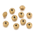 Gouden getextureerde roestvrijstalen afstandskraal met gehamerde afwerking voor DIY - Stijl 23 (Litchi Textuur) / 5 Stuks / Goud