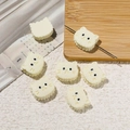 Schattige crèmewitte hars kattenkraal voor doe-het-zelf knutselwerk en sieraden - Sandwich Kat / 5 Stuks / Geel